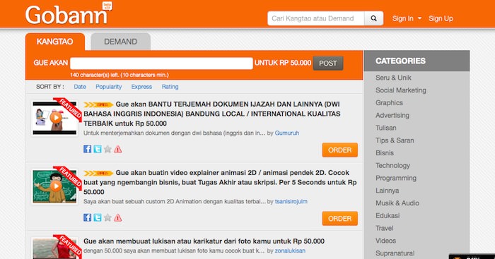 gobann kumpulan marketplace freelance