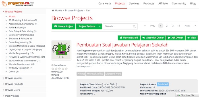 projects kumpulan marketplace freelancer